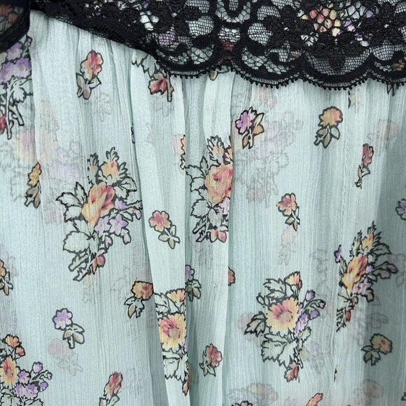 Betsey Johnson Vintage 90s Y2K Slip Dress Size 10 Ditsy Floral Chiffon Lace Silk - Picture 6 of 6